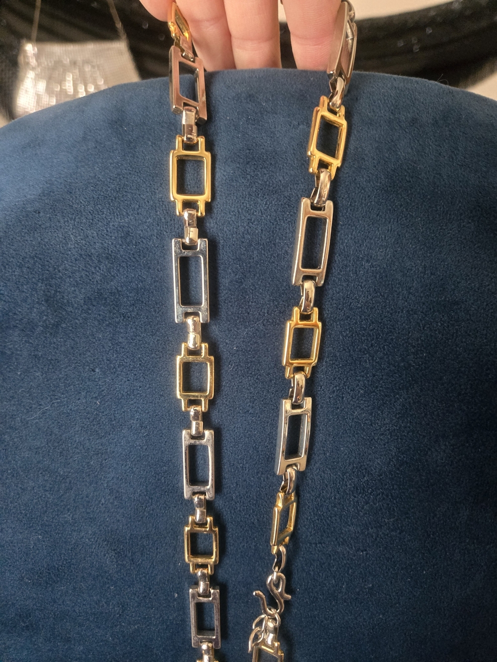 Two-Tone Rectangular 35" Link Belt - Gold & Silver